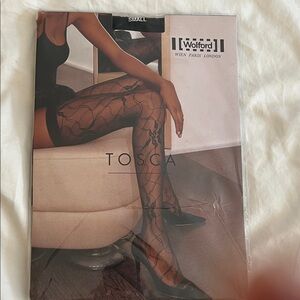 NWT Wolford Tosca Stay Up Stockings in Black- Size Small